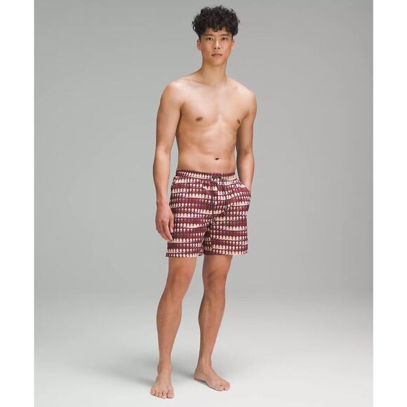 Lululemon Men Sz M Pool Swim Trunk Short 7” IBDB Island Bloom Date Brown NWT $78 - Picture 3 of 9